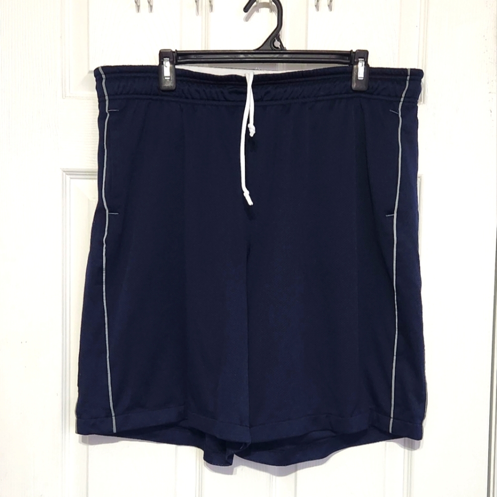 Navy Athletic Shorts with White Trim
